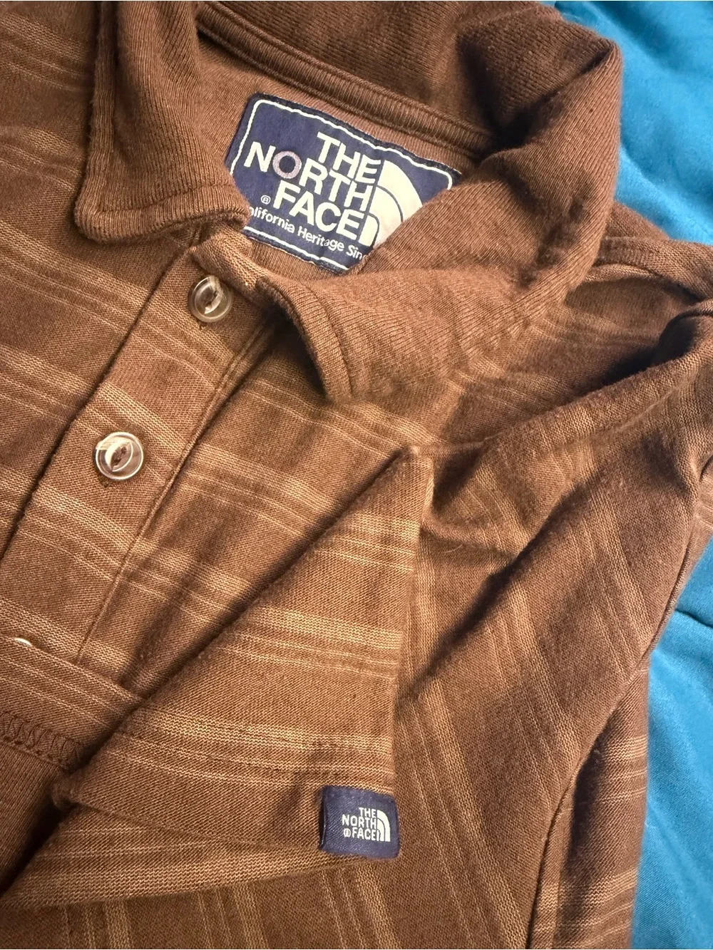 The North Face Brown Striped Short-Sleeve Polo